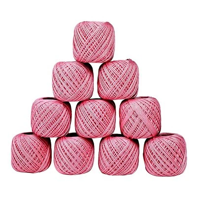 Crochet Thread Set 10Ball Cotton Thread Yarn for Knitting Craft Pink 20gm Ball - Image 1 of 4