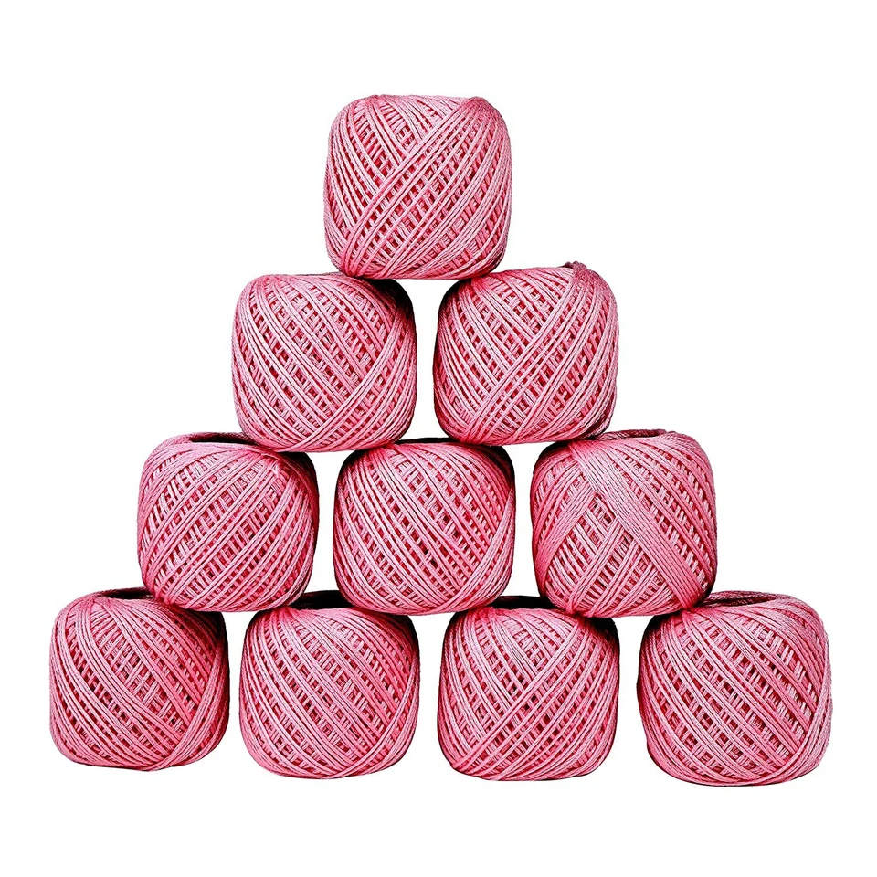 Crochet Thread Set 10Ball Cotton Thread Yarn for Knitting Craft Pink 20gm Ball - Image 1 of 4