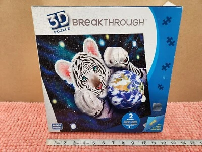 2011 Mega Puzzles 3D Breakthrough Puzzle Tiger & Earth 3D Puzzle 18"x24" NEW - Image 1 of 4