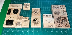 Retired Stampin’ Up Wood Mounted Rubber Stamps Birthday Christmas Thank Lot#6146 - Picture 1 of 8