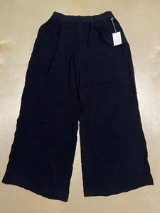 Women's High-Rise Linen Wide Leg Fluid Pants A New Day Size 10 Black - Picture 1 of 11