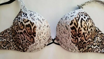 NUEVO CON ETIQUETAS VICTORIA SECRET Bombshell Sujetador 36B Leopardo Push Up RARO añadir 2 tazas milagroso Foto 1 de 4