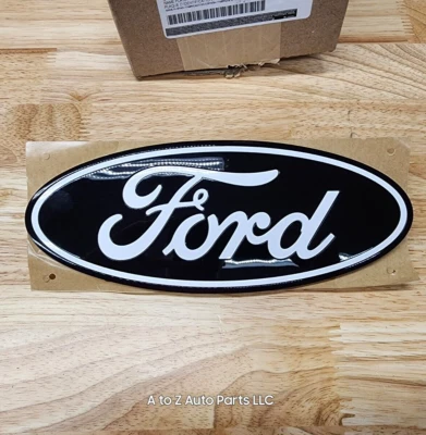 NEW 2024-2025 Ford F-150  Black/White Lettering Oval Tailgate Emblem, OEM - Image 1 of 4