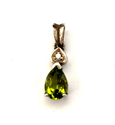Pingente de prata esterlina 925 peridoto e colar de diamante pedra preciosa - Imagem 1 de 4