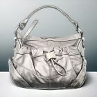 B Makowsky Silver Leather Hobo Shoulder Bag Single Strap  Metallic  Boho Purse