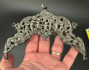 Antique Coppini Italy 800 Silver Purse Frame Repousse Cherub Putti Grapes 159g - Picture 1 of 20