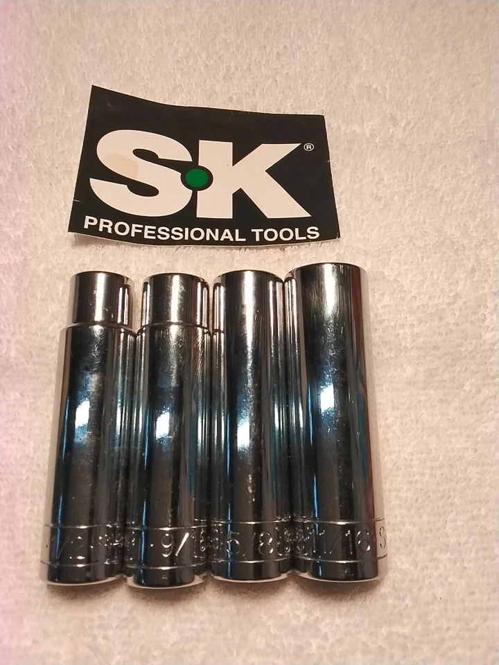 S-K  4pc  1/2" DRIVE DEEP SOCKET SET SAE  USA  - Image 1 of 4
