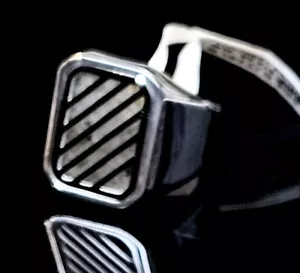 Stainless Steel Labrodite Mens Ring Size 9 USA Made BlackJack Brand New Tag GIFT - Picture 1 of 13