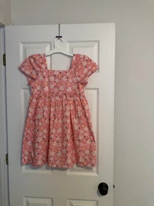 Barbie Girls Dress Floral Pattern Printed Mini Sleeve Pink Pullover Style - Picture 1 of 6