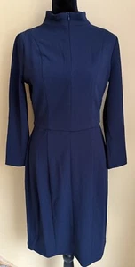 Donna Morgan Notch Neck Sleek Sheath Navy Blue Dress Size 2 - Picture 1 of 13
