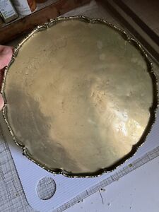 Antique brass tray salver oriental motif 29cm diameter