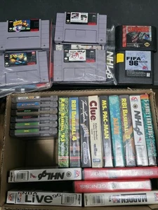 Video Game Lot 25+ Nes Snes Sega Genesis Resellers Cases Boxes Retro Vintage - Picture 1 of 8
