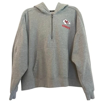 Женская толстовка с капюшоном KC Chiefs DKNY серая размер L 1/4 карман на молнии футбольный фанат спортивная уютная - Изображение 1 из 4