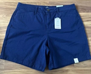 St Johns Bay 7" Shorts Size 12 Women's Navy Blue Twill Casual Secretly Slender - Picture 1 of 7