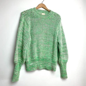H&M Chunky Open Weave Green Chunky Crochet Knit Oversized Coastal Sweater L - Picture 1 of 7