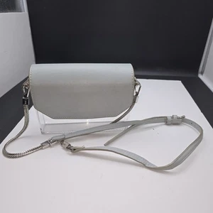 Clear PVC w/Leather Flap and Shoulder Strap Handbag Chain 6.5 x 5 x 1.5 - Picture 1 of 17