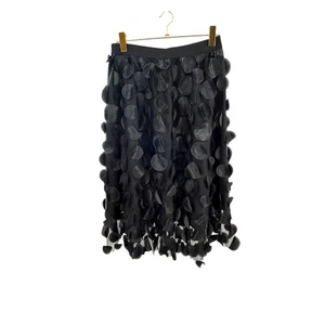 Black Skirt L Floral Applique Mesh Overlay Evening Party Cocktail - Picture 1 of 5