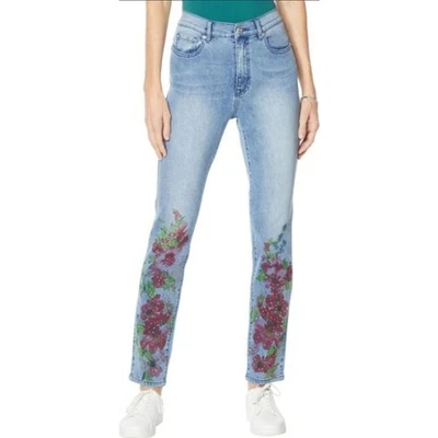 Jeans ajustados florales DG2 by Diane Gilman - Talla 6 - Denim lavado medio  Foto 1 de 4