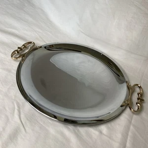 Mid Century Vintage Kromex #870 21 Round Serving Tray With Handles - Picture 1 of 4