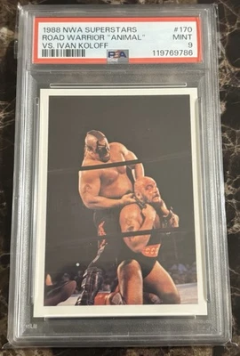 1988 Wonderama NWA #170 Road Warrior Animal PSA 9 Mint WCW Wrestling Card - Image 1 of 2