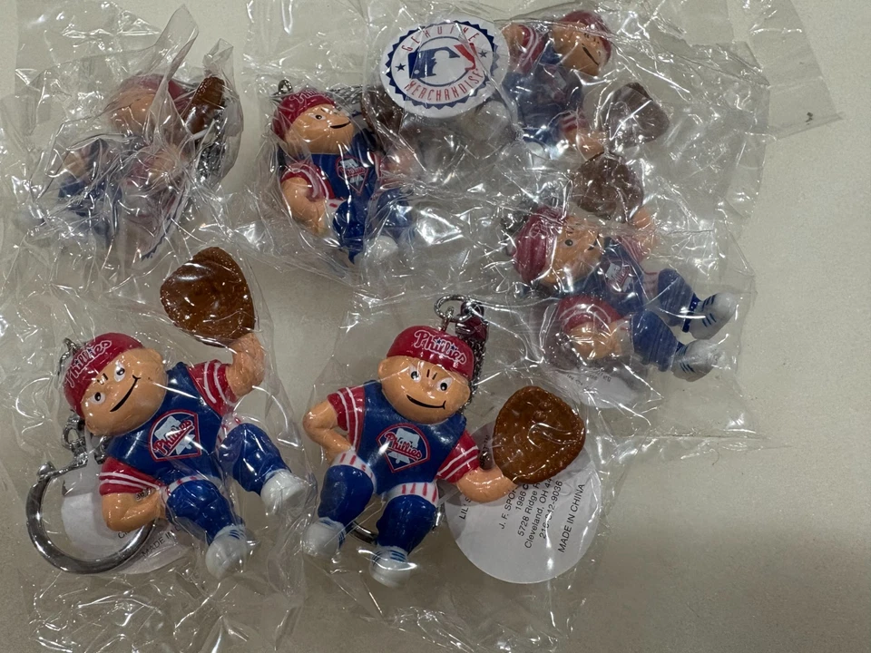 6 J.F. Sports - Philadelphia Phillies Lil' Brat Catcher Key Chains - Image 1 of 3