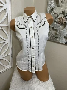 VINTAGE NWT ROPER xsmall COWGIRL SOUTHWESTERN WESTERN SLEEVELESS SHIRT DENVER CO - Picture 1 of 5