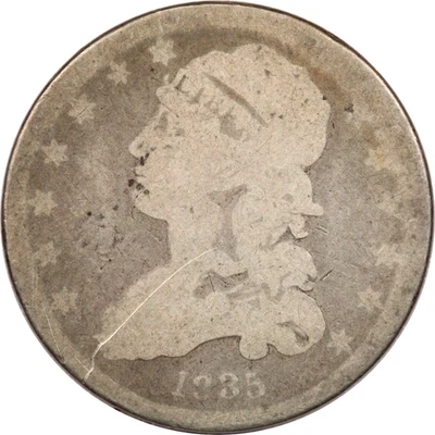 1835 Capped Bust Quarter 25C, Good G+, Light Scratch - Image 1 of 2