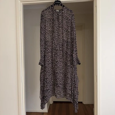 Шелуха платье чистый леопард печать уголь шоколад черный галстук VGC размер 14 - Изображение 1 из 4