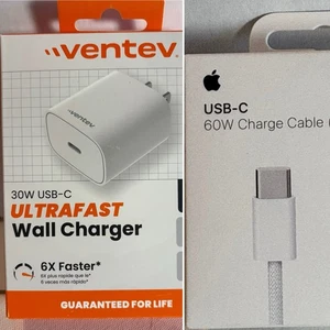 New in Box Ventec USB - C Wall Charger & Apple OEM Cable iPhone Series 15 & 16 - Picture 1 of 7
