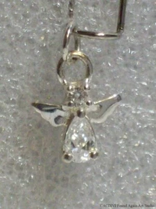 Dije de ángel de plata esterlina piedras circonitas vintage pequeño colgante guardián pequeño 7/16" - Imagen 1 de 9