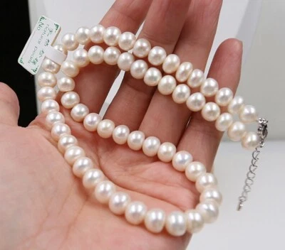 16-17" AAAA 8-9 MM SOUTH SEA NATURAL BREAD WHITE PEARL NECKLACE 14KGP CLASP - Image 1 of 4