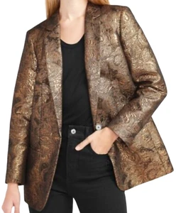 NEW EXPRESS METALLIC OVERSIZED JACQUARED BLAZER JACKET SIZE XS - Picture 1 of 9