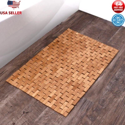 Alfombra de baño de azulejos de bambú de 18"x30" duradera antideslizante sólida impermeable Foto 1 de 4