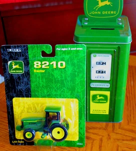 ERTL JOHN DEERE 8210 1:64 TRACTOR NIP + John Deere Gas Pump Tin Bank 7" TaLL - Picture 1 of 12