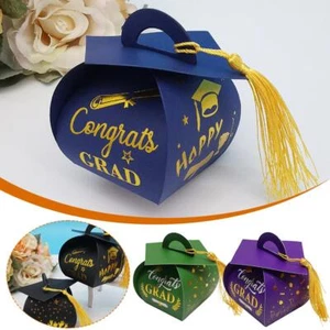 50PCS Graduation Season Bachelor's Hat Candy Box Tassel Hot Stamping Candy U1 - Picture 1 of 26