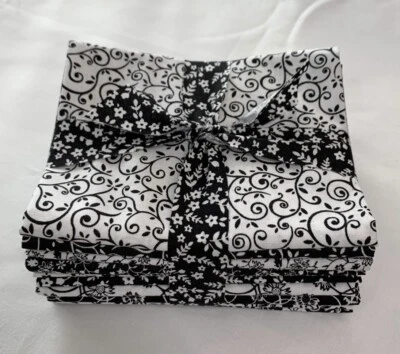 10pc. Fat Quarter Bundle. Cowgirl Floral Elegance Black/White prints - Image 1 of 2