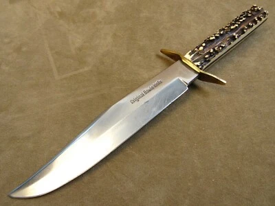RARE! VINTAGE ROMO STAG HANDLE FIXED BLADE ORIGINAL BOWIE KNIFE SOLINGEN GERMANY - Image 1 of 4
