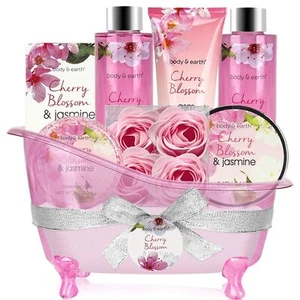 BODY & EARTH 8 tlg. Spa Geschenkset Frauen Kirschblüten und Jasmin DuftSchaum... - Bild 1 von 7