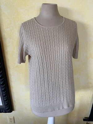 Sutton Studio NWT Silk Cashmere Sweater L Beige Neutral Knit - Image 1 of 4