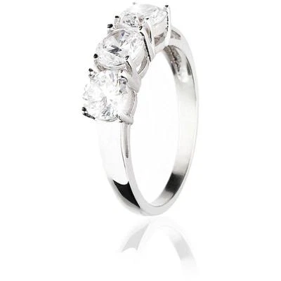 Anello Trilogy in argento 925 rodiato con zirconi bianchi ct.4,5 - Effetto Oro- - Immagine 1 di 2