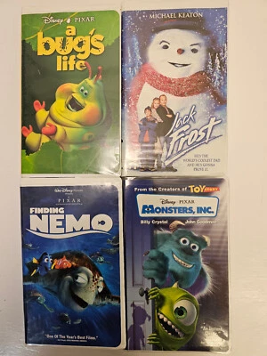 Disney Pixar WB Clamshell VHS Monsters Inc Finding Nemo, A Bugs Life, Jack Frost - Image 1 of 4