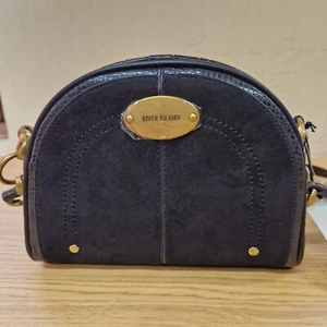 BOLSO DE MANO RIVER ISLAND BANDOLERA NEGRO. EFECTO GAMUZA/COCOCODRILO NEGRO. Nuevo con etiquetas - Imagen 1 de 9