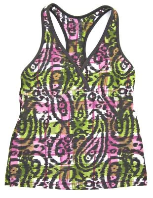 ATHLETA Ikat Paisley Racerback Tankini Size ST Small Tall Green Pink Brown Swim  - Image 1 of 4