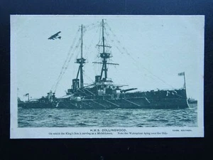 WW1 HMS COLLINGWOOD & WATERPLANE c1916 Postcard by Cribb & Singer Sewing Machine - Picture 1 of 2
