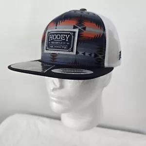 Hooey Cappello Camionista DOC Navy Bianco Azteco Rettangolo Patch 2502T - Nuovo con etichette - Foto 1 di 12