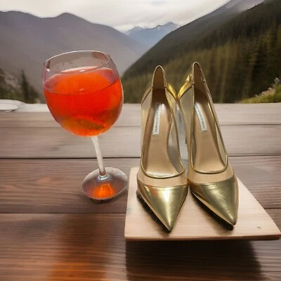 Diane Von Furstenberg Gold Mesh Stiletto Heels 9.5 Excellent Condition! - Image 1 of 4