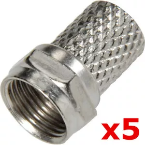 5 Pack - RG6 F-Type Twist On Coax Coaxial Cable CCTV TV RF Connector Plug Male - Picture 1 of 3