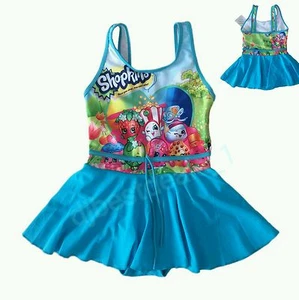 Cute Girl's Cartoon Print Shop-kin Girls Swimsuit One piece Dress swimwear 4T-14 - Picture 1 of 3
