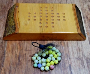 Quality Handmade WOODEN SOLITAIRE BOARD GAME with new MARBLES marble wood - Picture 1 of 14