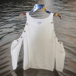C.H. Impressions White Knit Shoulderleas Top Women’s - Picture 1 of 6